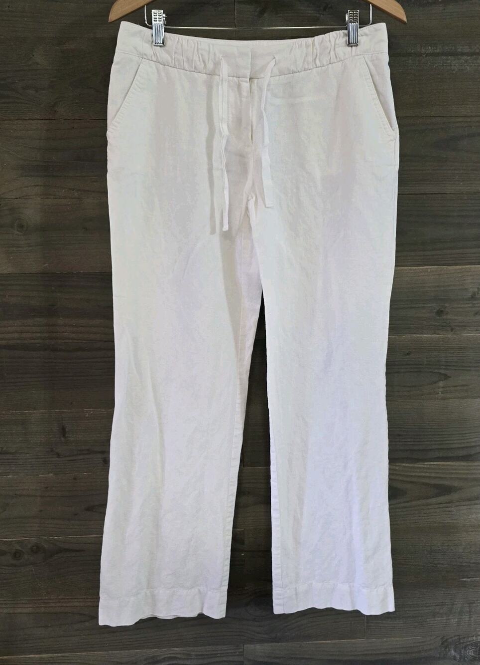 J. Crew White Linen Wide Leg Pants Size 6 Coastal City Fit Quiet Luxury Beach